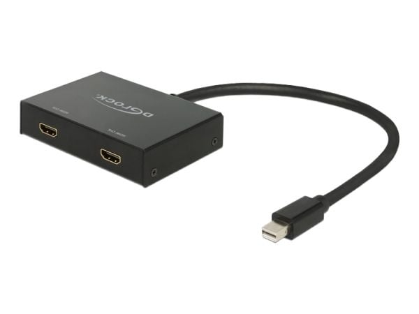 Delock Displayport 1.2 Splitter 1 x mini Displayport in > 2 x HDMI out 4K - Video/lyd-splitter - 2 x HDMI - stasjonær