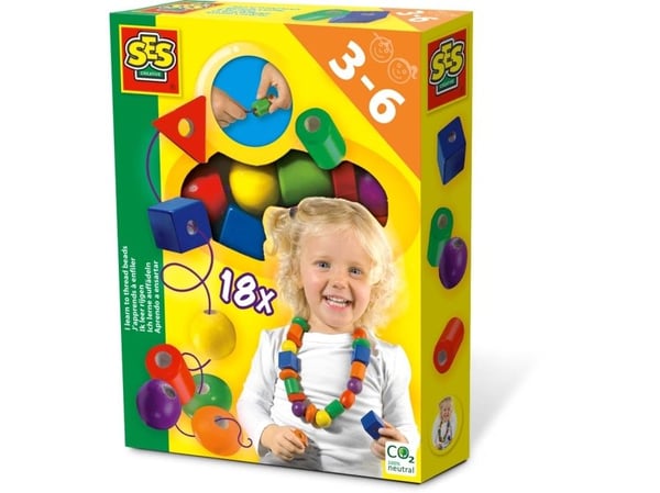 SES Creative Children''s I learn to Thread Beads, Pärlset för barn, 3 År, Multifärg, 1 styck