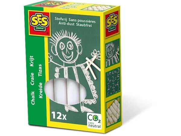 SES Creative Set of Children''s Chalk white, 12 styck, Vit, 1 färger