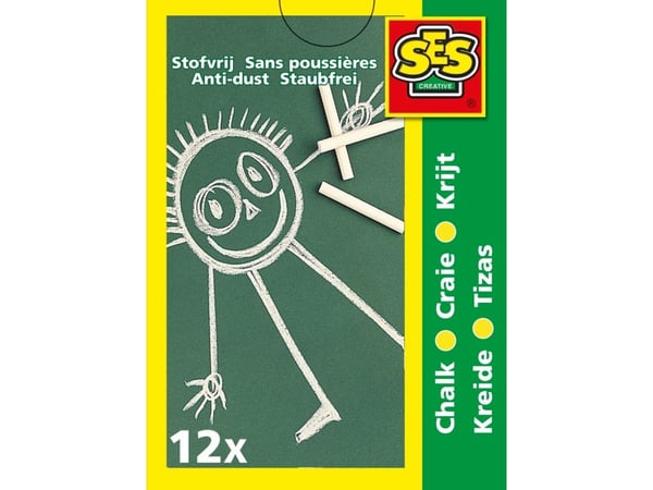 SES Creative Set of Children''s Chalk white, 12 styck, Vit, 1 färger