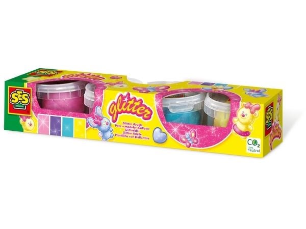SES Creative 00466, Modelleringsleire, Blå, Rosa, Lilla, Gul, Barn, 4 stk, 4 farger, 2 år