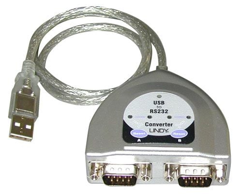 Lindy 42889, Hopea, 0,6 m, USB A-tyyppi, DB-9, Uros, Uros