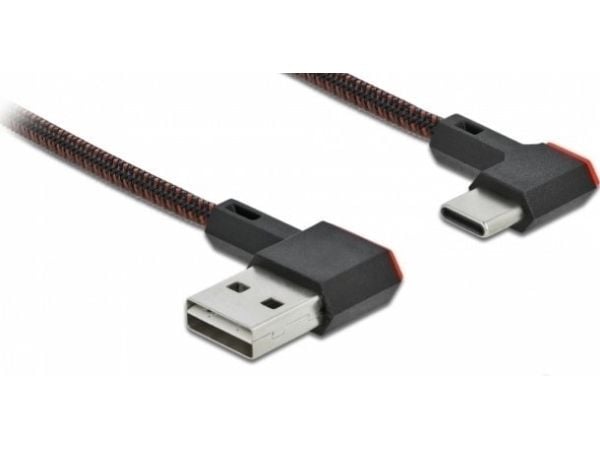 Delock Easy - USB-kabel - USB (hann) venstre/høyre-vinklet, reversibel til 24 pin USB-C (hann) venstre/høyre-vinklet, reversibel - USB 2.0 - 2 m - ...