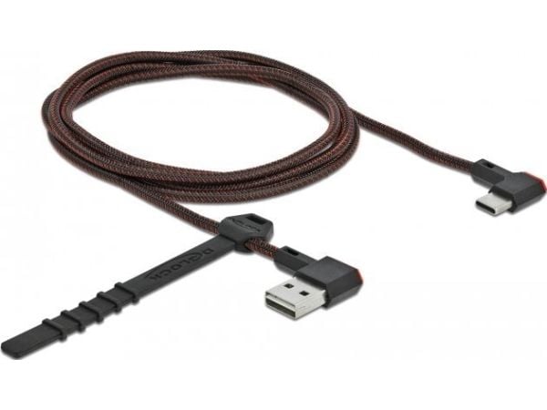 Delock Easy - USB-kabel - USB (hann) venstre/høyre-vinklet, reversibel til 24 pin USB-C (hann) venstre/høyre-vinklet, reversibel - 1.5 m - svart