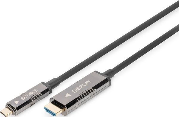 Digitus AK-330150-200-S, 20 m, USB Type-C, HDMI, Hanstik, suora, suora