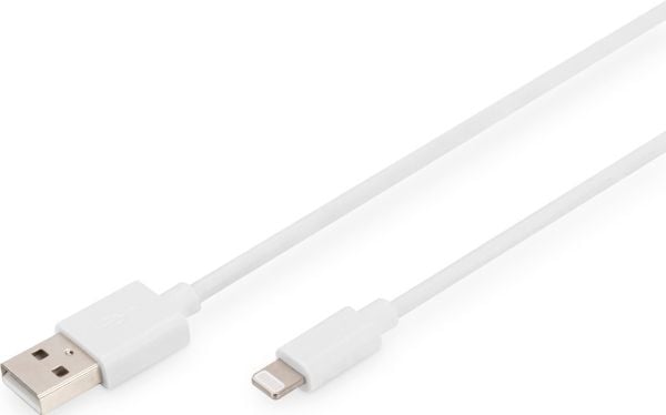 Digitus DB-600106-020-W, 2 m, Lightning, USB A, Uros, Uros, Valkoinen