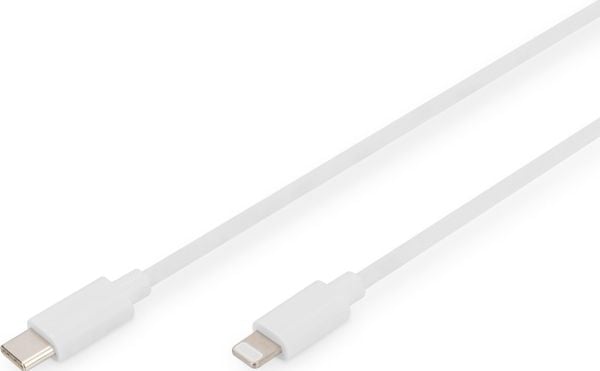 DIGITUS - Lightning-kabel - USB-C hann til Lightning hann - 2 m - dobbeltisolert - hvit - USB Power Delivery (18 W), støtte for Power Delivery 2,0