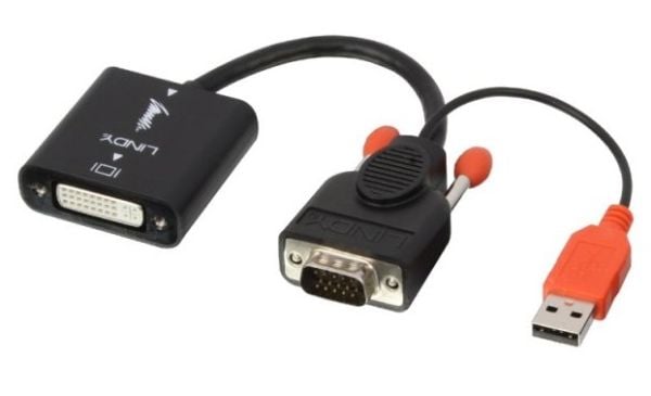 Lindy 38184, 0,2 m, DVI-D, VGA (D-Sub) + USB, Hunstik, Hanstik, Nickel