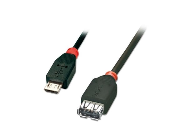 Lindy Premium - USB-kaapeli - USB (naaras) - Micro-USB Type B (uros) - USB 2.0 OTG - 1 m - muotoiltu - musta