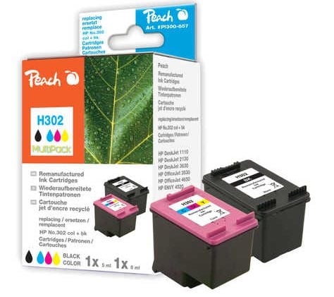 Peach PI300-657, Musta, Syaani, Magenta, Keltainen, Väriainepohjainen muste, Väripohjainen muste, 6 ml, 7,5 ml, 215 sivua