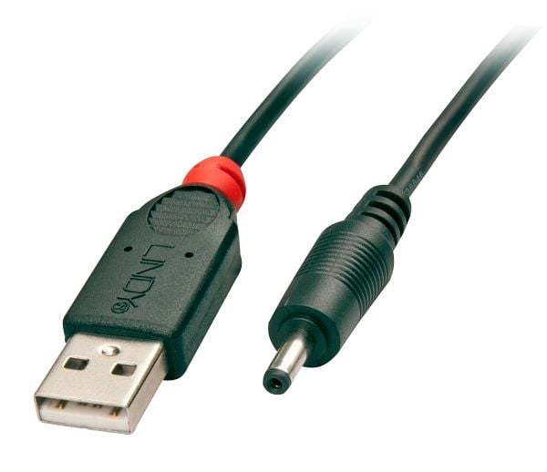 Lindy - USB-strømkabel - 3,5 x 1,35 mm DC-jakk hann til USB (kun strøm) hann - 1.5 m - svart