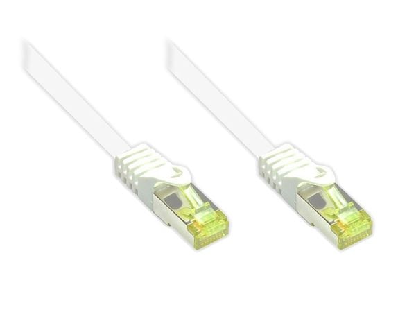 RJ45 patchkabel Cat.7 omonterad kabel m. låsskydd (RNS®) S/FTP PiMF halogenfri 600 MHz OFC vit 10 m Good Connections® (8070R-100W)
