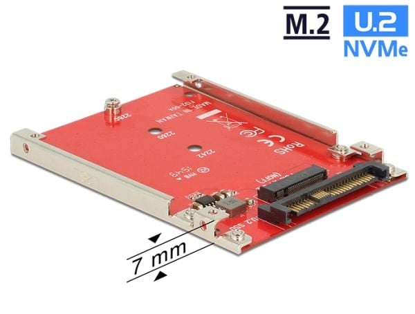 Delock Converter U.2 Mini SAS HD SFF-8639 > M.2 Key M PCIe med 2,5" ramme 7 mm (62725)