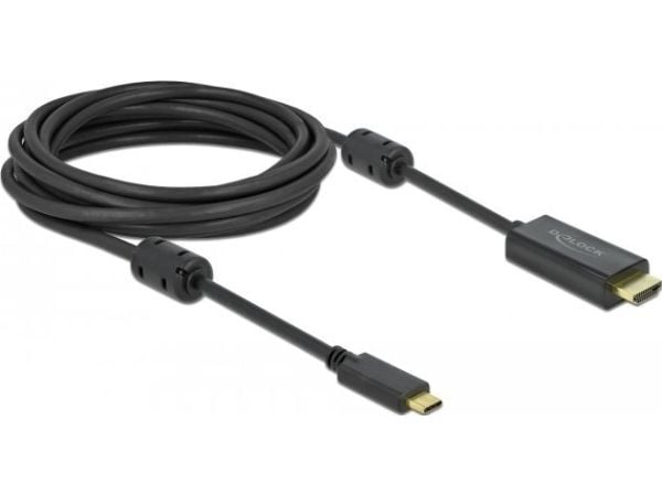 Delock - Video/lydkabel - 24 pin USB-C hann til HDMI hann - 5 m - svart - 4K-støtte, aktiv