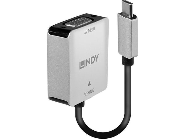 Lindy 43295, 0,12 m, USB Type-C, VGA (D-Sub), hane, hona, rak
