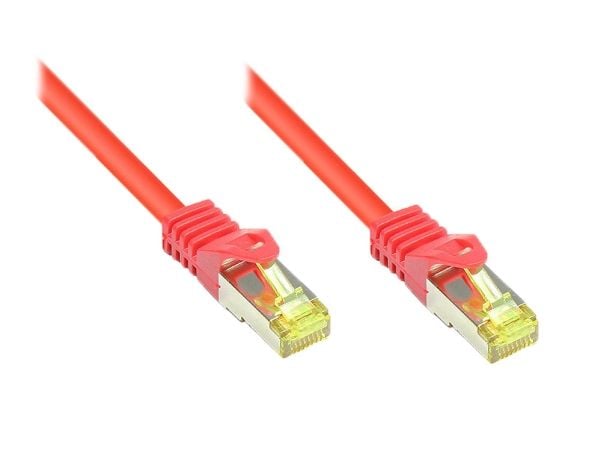 RJ45 patchkabel Cat.7 råkabel og låsebeskyttelse (RNS®), S/FTP, PiMF, halogenfri, 600 MHz, OFC, rød, 3 m (8070R-030R)