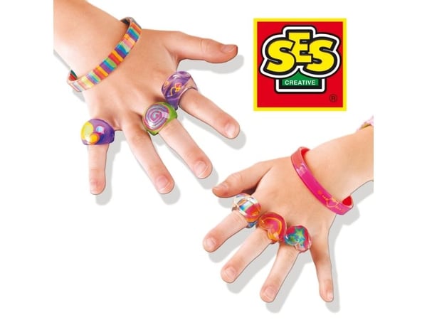 SES Creative Rings and Bracelets, Kit för tillverkning av smycken för barn, 6 År, Multifärg, 1 styck
