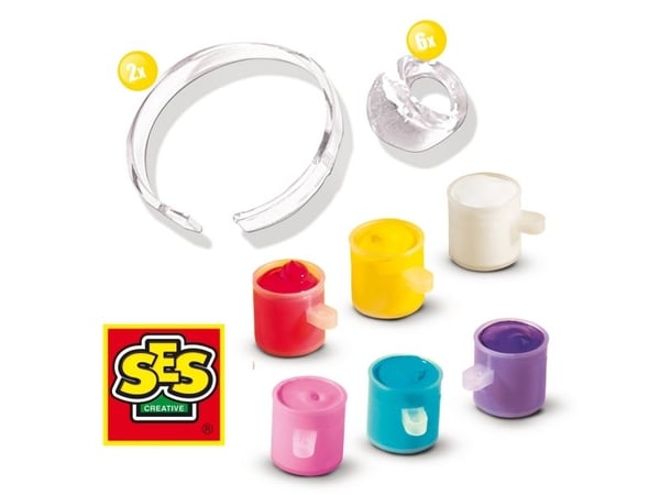 SES Creative Rings and Bracelets, Kit för tillverkning av smycken för barn, 6 År, Multifärg, 1 styck