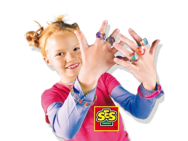 SES Creative Rings and Bracelets, Kit för tillverkning av smycken för barn, 6 År, Multifärg, 1 styck