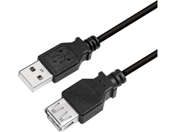 LogiLink CU0010B, 2 m, USB A, USB A, USB 2.0, 0,48 Gbit/s, Svart