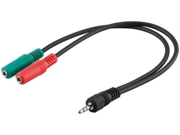 Goobay 50467, 3.5mm, Hankjønn, 2 x 3.5mm, Hunkjønn, 0,3 m, Sort, Grønn, Rød