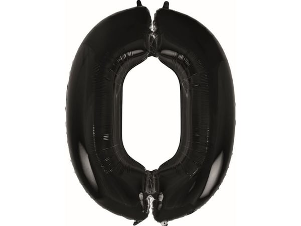 GoDan Folieballong CYFRA 0, B&C, svart - 92 cm