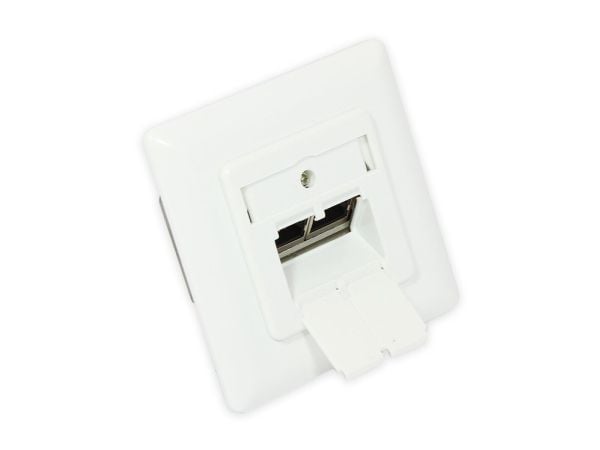 Verkkopistorasia Cat. 6A, 2xRJ45, suojattu, uppoasennus, DESIGNF?HIG, pystysuora kaapeliläpivienti, signaalin valkoinen RAL9003, Good Connections (...