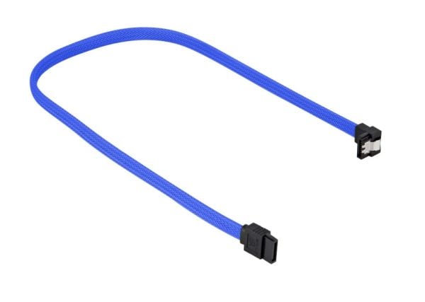 Sharkoon - SATA-kabel - Serial ATA 150/300/600 - SATA (hunn) til SATA (hunn) - 30 cm - hasp, 90°-kontakt - blå