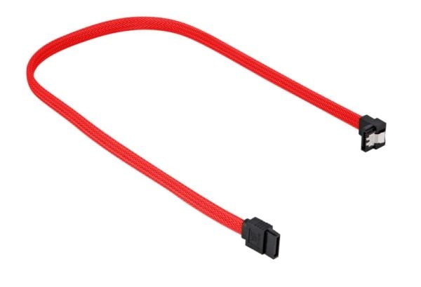 Sharkoon - SATA-kabel - Serial ATA 150/300/600 - SATA (hunn) til SATA (hunn) - 60 cm - låst, 90° kontakt - rød