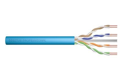 DIGITUS Professional asennuskaapeli - irtokaapeli - 305 m - UTP - CAT 6a - IEEE 802.5/IEEE 802.3 - halogeeniton, teipattu - vaaleansininen, RAL 5012