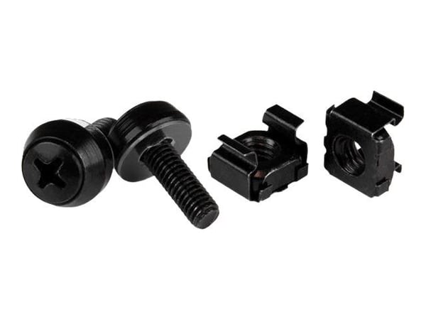 Startech M5 x 12mm Screws and Cage Nuts - 100 Pack - M5 Mounting Screws and Cage Nuts for Server Rack and Cabinet - Black (CABSCREWM52B) - Skruvar ...