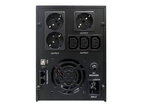 EnerGenie EG-UPS-036 - UPS - LCD-display - AC 220 V - 1800 watt - 3000 VA - 7 Ah - USB, RJ-45 - utgångskontakter: 6 - svart