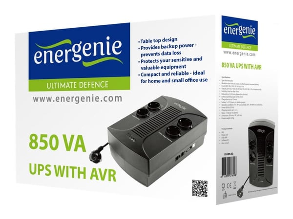 Gembird EnerGenie EG-UPS-002 - UPS - AC 220 V - 510 watt - 850 VA - 8 Ah - USB - utgangskontakter: 4