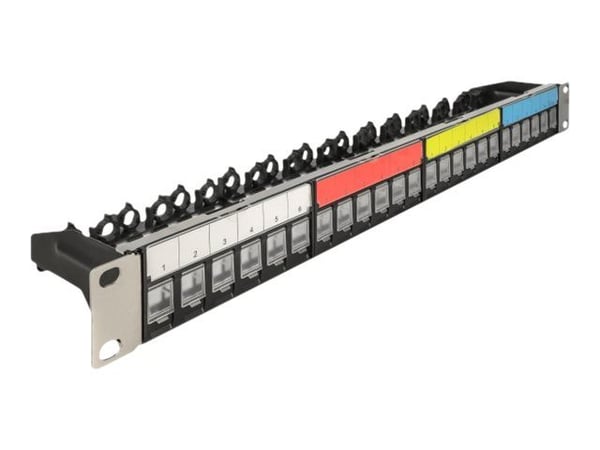Delock - Svart dekkstein patchpanel - skapmonterbar - svart - 1U - 19" - 24 porter