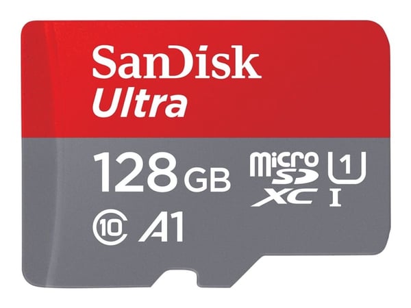 SanDisk Ultra - Flash-minneskort (microSDXC till SD-adapter inkluderad) - 128 GB - A1 / UHS-I U1 / Class10 - mikroSDXC UHS-I