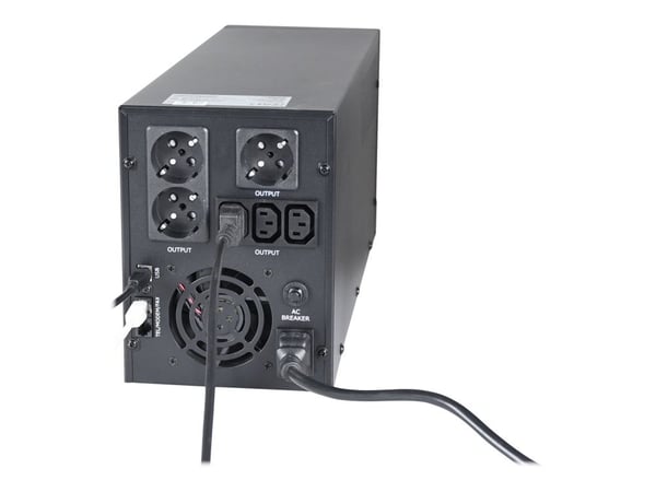 EnerGenie EG-UPS-036 - UPS - LCD-display - AC 220 V - 1800 watt - 3000 VA - 7 Ah - USB, RJ-45 - utgångskontakter: 6 - svart