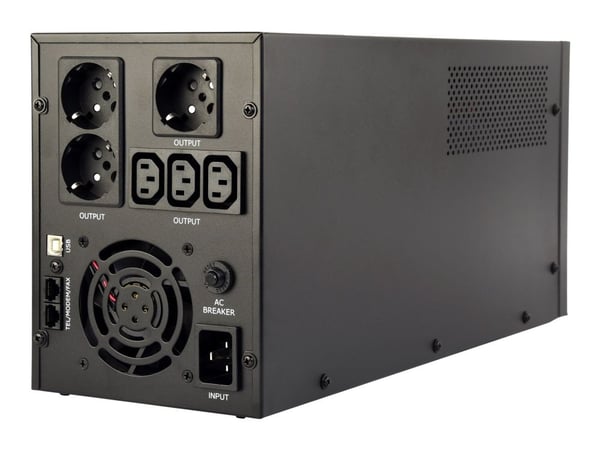 EnerGenie EG-UPS-036 - UPS - LCD-display - AC 220 V - 1800 watt - 3000 VA - 7 Ah - USB, RJ-45 - utgångskontakter: 6 - svart