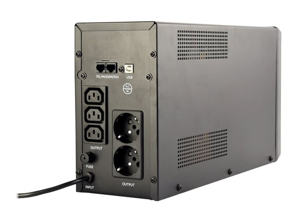 EnerGenie EG-UPS-035 - UPS - LCD-skjerm - AC 220 V - 1200 watt - 2000 VA - 9 Ah - USB, RJ-45 - utgangskontakter: 5 - svart