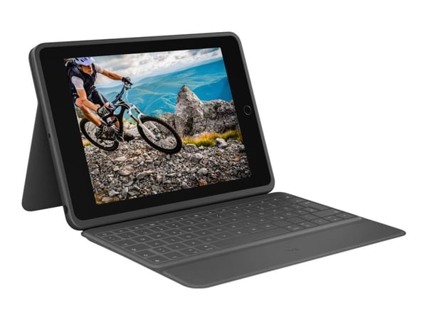 Logitech Rugged Folio - Tangentbord och foliefodral - Apple Smart connector - QWERTY - nordiskt (danska/finska/norska/svenska) - grafit - för Apple...