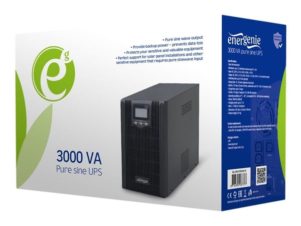 Gembird EG-UPS-PS3000-01 - UPS - AC 220 V - 2400 watt - 3000 VA - 9 Ah - USB - utgangskontakter: 4 - svart