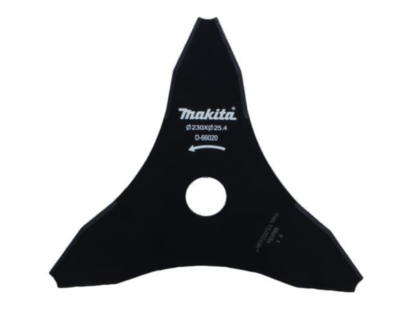 Makita - børstekniv - for busker, tykt gress - 230 mm - 3 tenner - for Makita DUR191L, DUR191UZX3, DUR368AZ, DUR369AZ, UR101CZ