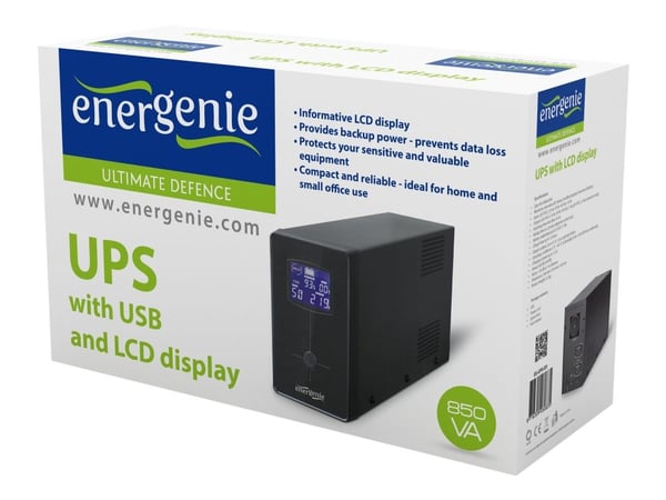 EnerGenie EG-UPS-032 - UPS - AC 220 V - 510 watt - 850 VA - 8 Ah - USB - utgangskontakter: 3 - svart