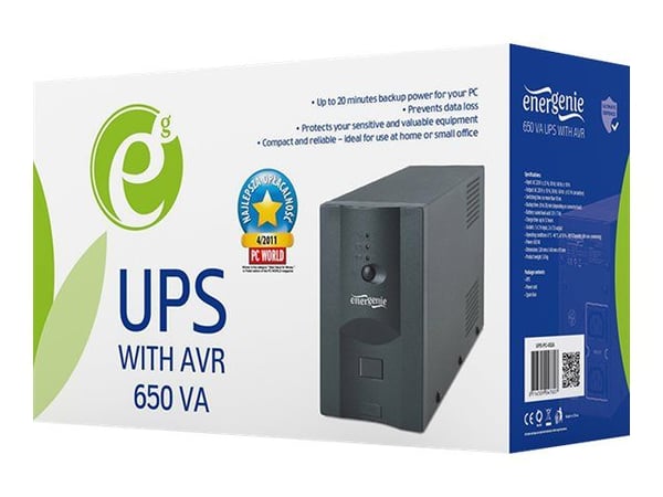 Gembird UPS-PC-652A - UPS - AC 220 V - 650 VA 7 At - lähtöliittimet: 2 - Eurooppa