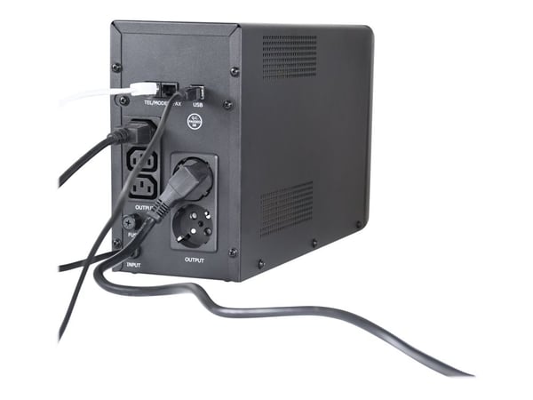 EnerGenie EG-UPS-035 - UPS - LCD-skjerm - AC 220 V - 1200 watt - 2000 VA - 9 Ah - USB, RJ-45 - utgangskontakter: 5 - svart