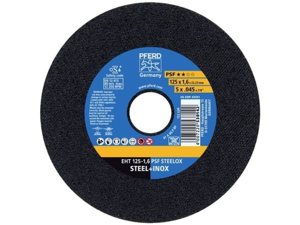 PFERD 69198296, Kappeskive, Flat senter, Rustfritt stål, Stål, Alle merker, 2,22 cm, 12,5 cm