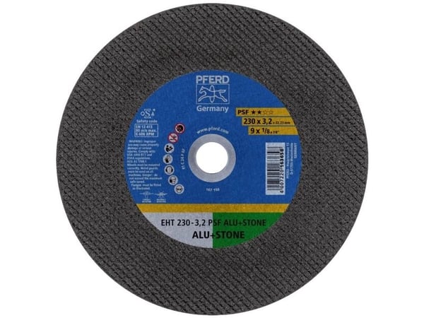 PFERD 69198295, Kutteskive, Aluminium, Støpejern, Betong, Ikke-jernholdig metall, Stein, Flis, 23 cm, Alle merker, Flatt senter, 2,22 cm