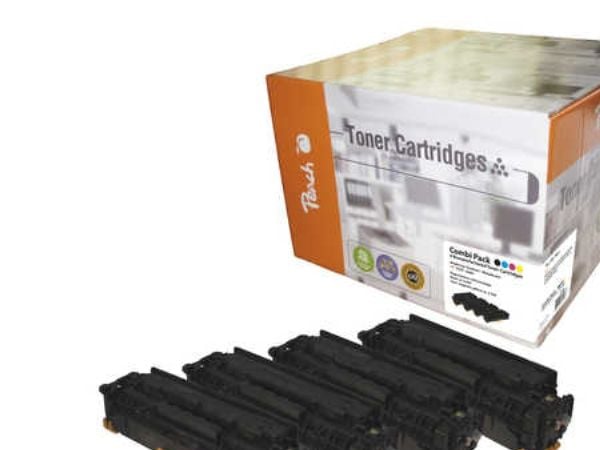 Peach Combi-Pack - 4-pack - høykapasitets - svart, gul, cyan, magenta - kompatibel - gjenfabrikert - tonerpatron (alternativ for: HP 312A, HP 312X)...