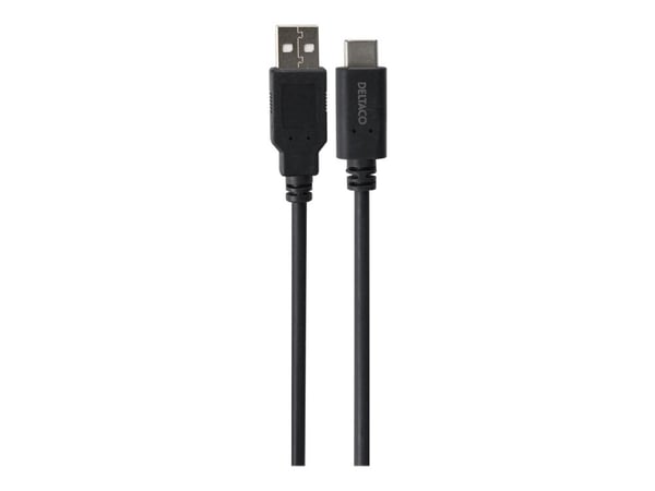 DELTACO - USB-kabel - 24 pin USB-C (hann) til USB (hann) - USB 2.0 - 2 m - USB Power Delivery (10W) - svart