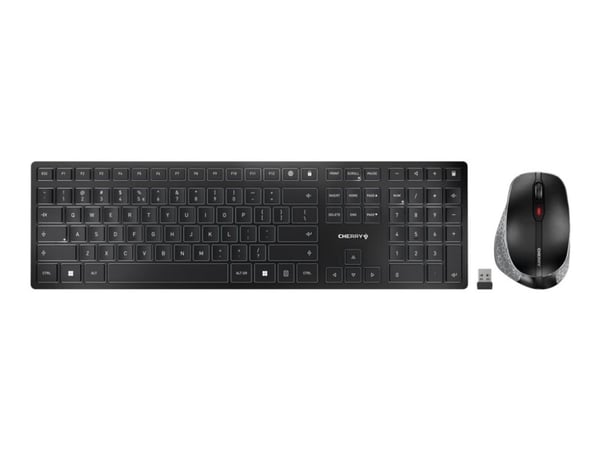 CHERRY DW 9500 SLIM - Sats med tangentbord och mus - trådlös - 2.4 GHz, Bluetooth 4.0 - USA med eurosymbol - tangentbrytare: CHERRY SX - grå, svart...