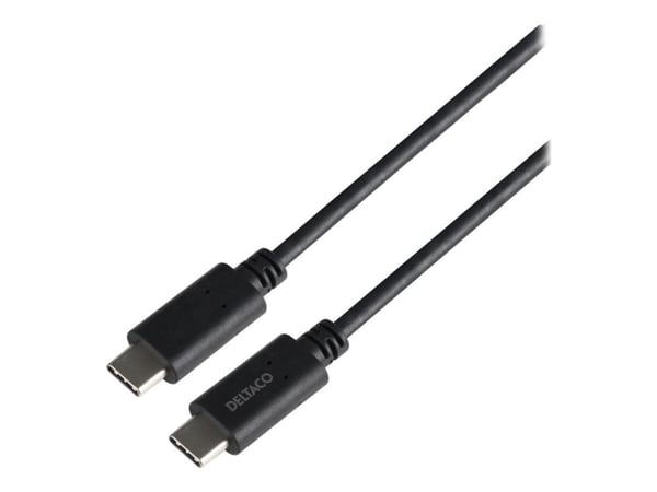 DELTACO - USB-kabel - 24 pin USB-C (hann) til 24 pin USB-C (hann) - USB 3.1 Gen 2 - 5 A - 2 m - svart
